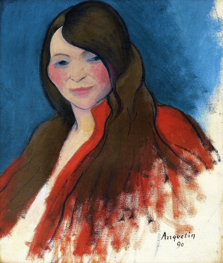 Луи Анкетен - Портрет молодой женщины с длинными волосами 1890