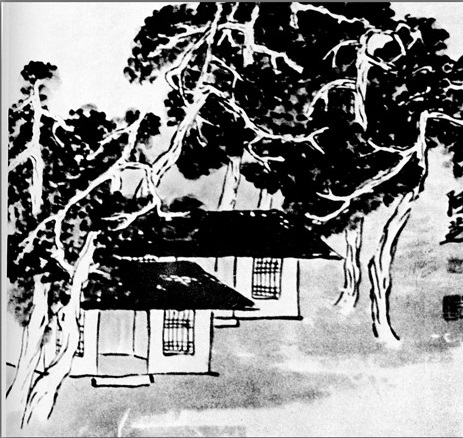 Ци Байши - Деревья у мастерской 1933