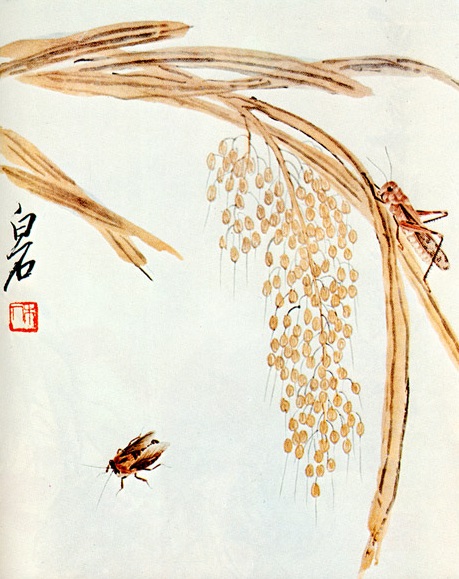 Ци Байши - Метелка риса и саранча 1942