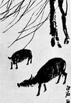 Ци Байши - Буйволица с теленком 1927