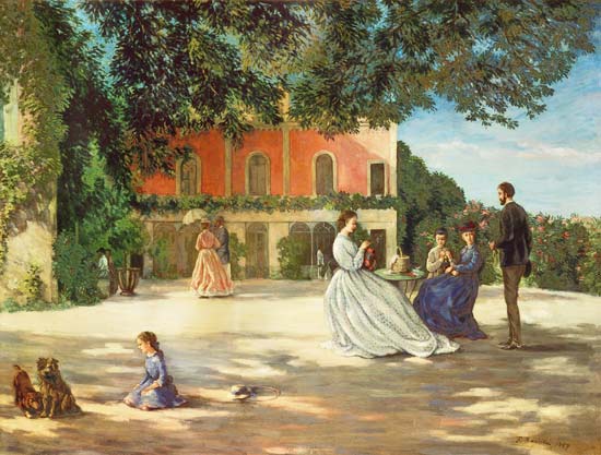 Фредерик Базиль - В кругу семьи, на террасе в Мерике 1866