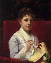 Мэри Элиссон вышивает 1877