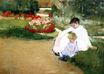 Кассат Мэри - Женщина и дитя сидят в саду 1881
