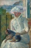 Сьюзан на балконе с собакой 1883-1884