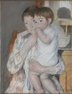 Кассат Мэри - Женщина и дитя у полки с кувшином и тазом 1889