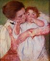 Малышка Анна сосет палец в объятиях матери 1897