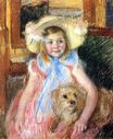 Сара в большой шляпе с цветами и с собакой 1902