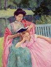 Мэри Кассат - Августа, читает для своей дочери 1910