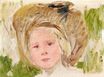 Этюд головы девушки с черной розеткой 1910