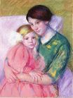 Мэри Кассат - Мать и дитя читают 1913
