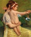 Мэри Кассат - Мать, держащая голого ребенка, играющего с игрушечным утёнком 1914