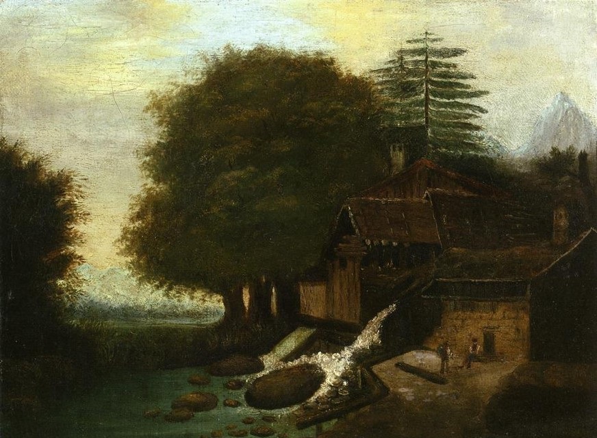 Поль Сезанн - Пейзаж с мельницей 1860