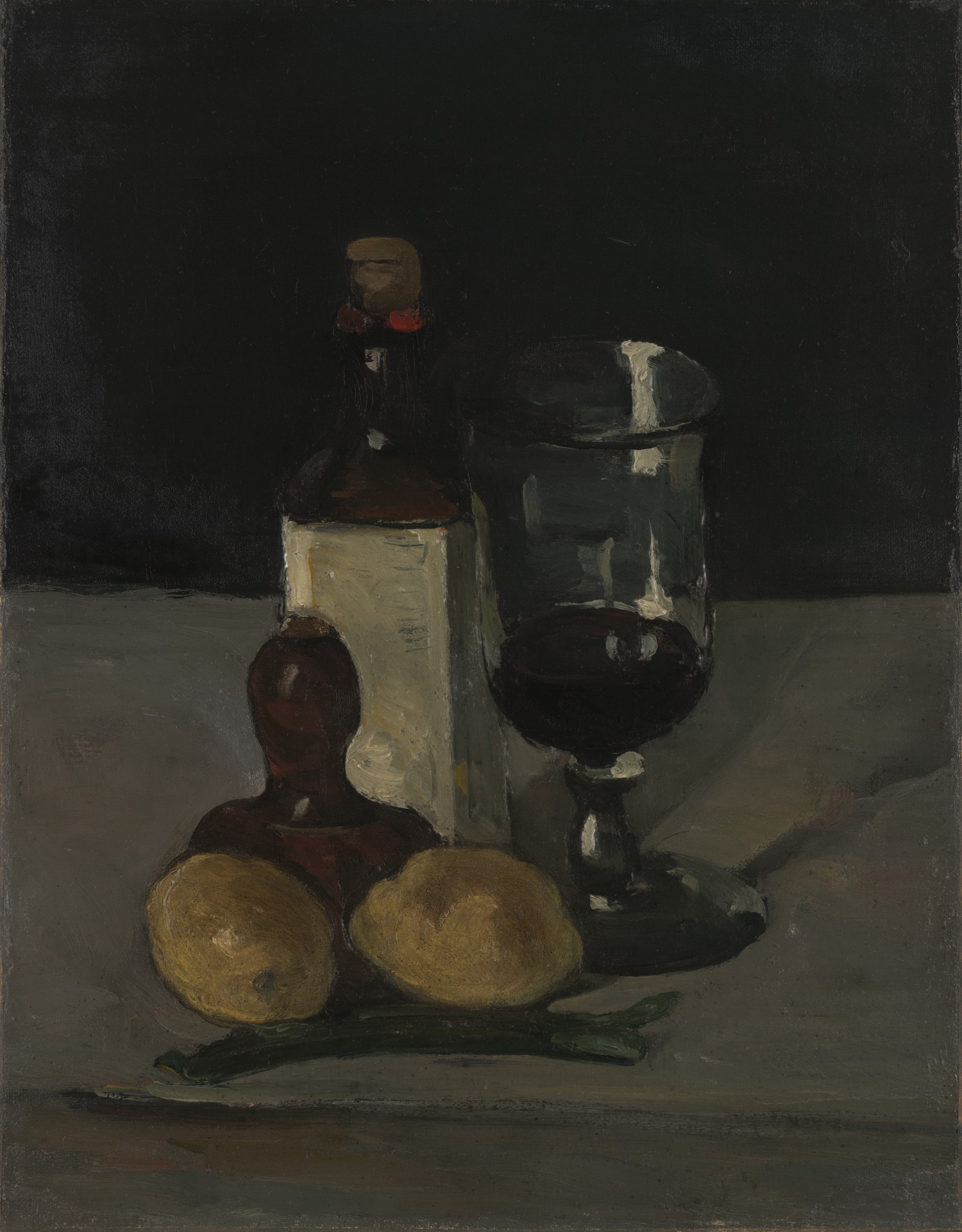 Поль Сезанн - Натюрморт с бутылкой из стекла и лимонами 1867-1869
