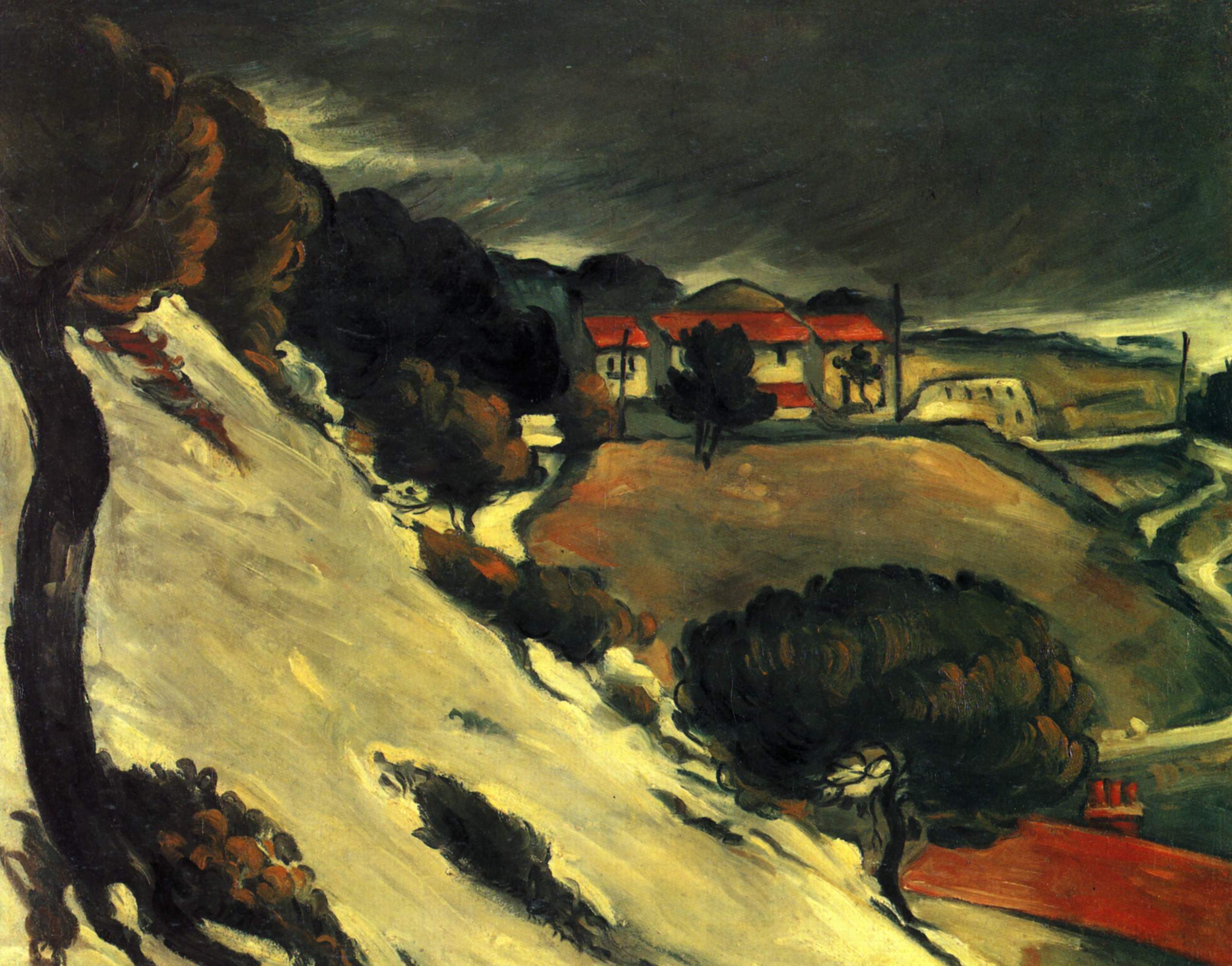 Поль Сезанн - Эстак под снегом 1870
