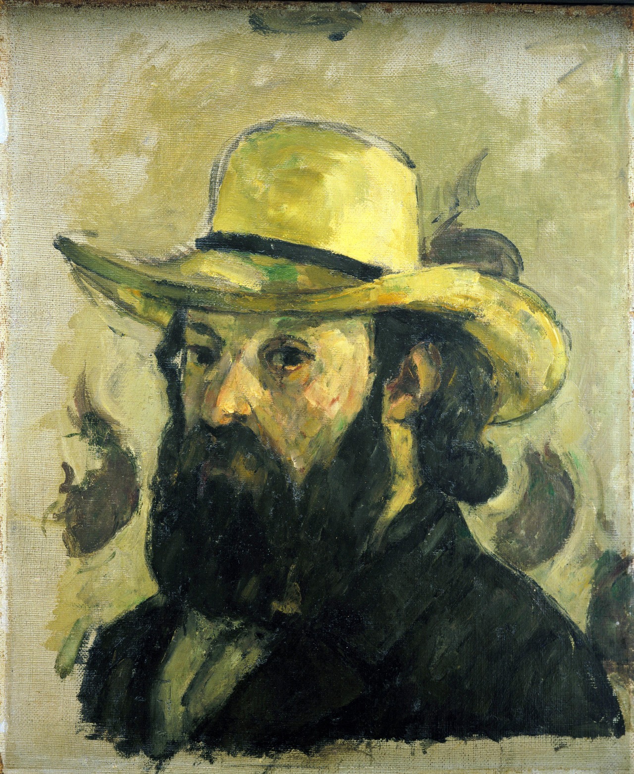 Поль Сезанн - Автопортрет в соломенной шляпе 1875