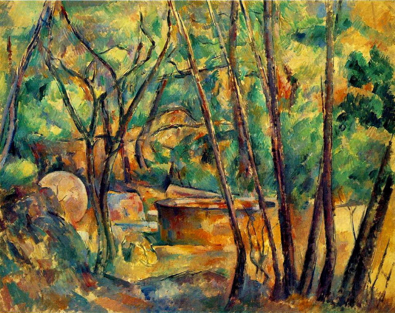 Поль Сезанн - Жернова и цистерна под деревьями 1894