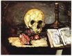 Поль Сезанн - Натюрморт с черепом, свечкой и книгой 1866