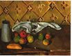Still life with apples servettes and a milkcan 1880