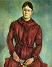 Поль Сезанн - Портрет мадам Сезанн в красном платье 1890