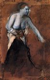 Эдгар Дега - Стоящая женщина с обнаженным торсом 1868