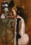 Эдгар Дега - Девушка подшивает ярлык на кресле 1889
