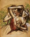 Эдгар Дега - Балерины. Одна из них в тёмно-красном корсаже 1899