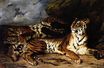 Эжен Делакруа - Этюд двух тигров 1830