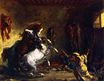 Схватка арабских лошадей в конюшне 1860