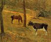 Лошадь и корова на лугу 1885