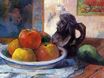 Гоген Поль - Натюрморт с яблоками, грушей и портретной кружкой 1889