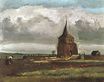 Винсент Ван Гог - Старая башня в Нюэнене и пахарь 1884