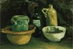 Винсент Ван Гог - Натюрморт с глиняной посудой и двумя бутылями 1884