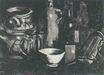 Винсент Ван Гог - Натюрморт с глиняной посудой, пивным стаканом и бутылями 1884