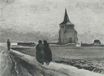 Старая башня в Нюэнен и прогуливающиеся люди 1884