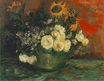 Чаша с подсолнечником, розами и другими цветами 1886