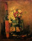 Ваза с гвоздикой и розами и бутылкой 1886