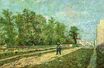 Винсент Ван Гог - Окрестности Парижа, дорога с крестьянином с лопатой 1887