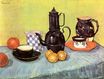 Натюрморт: синий кофейник, глиняная посуда и фрукты 1888
