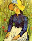Молодая крестьянка в соломенной шляпе в пшенице 1890