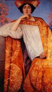 Густав Климт - Портрет женщины в золотом платье 1886-1887