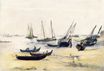 Лодки во время отлива на берегу залива Аркашон 1871