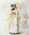 Молодая женщина во время прогулки зонтиком 1880