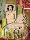 Odalisque Seated with Arms Raised, Green Striped Chair 1923