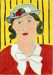 Женщина в красной цветочной шляпе 1935