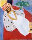 Матисс Анри - Молодая женщина в белом, красный фон 1946
