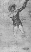 Микеланджело - Эскиз Человека, этюд для 'Битвы Кашина' 1503