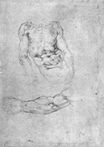 Микеланджело - Этюд для 'Пьета' или 'Страшный суд' 1530