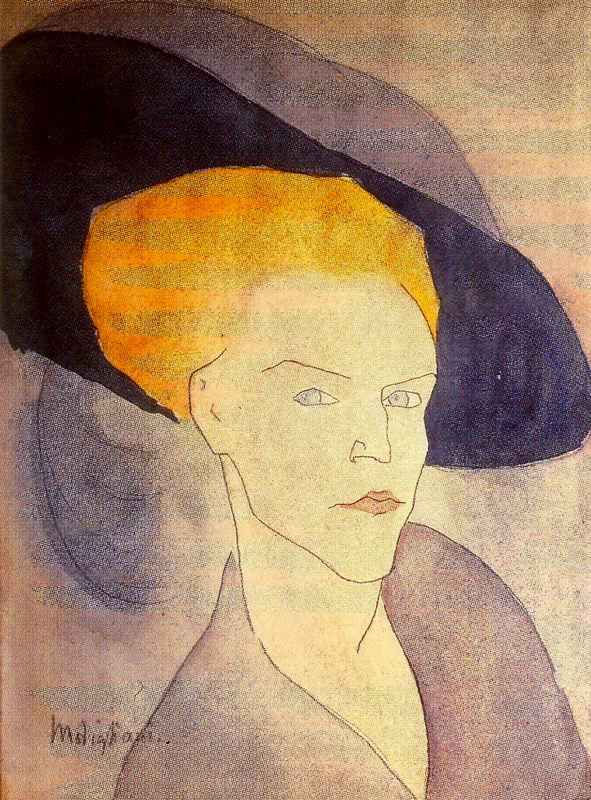 Амедео Модильяни - Голова женщины в шляпе 1907