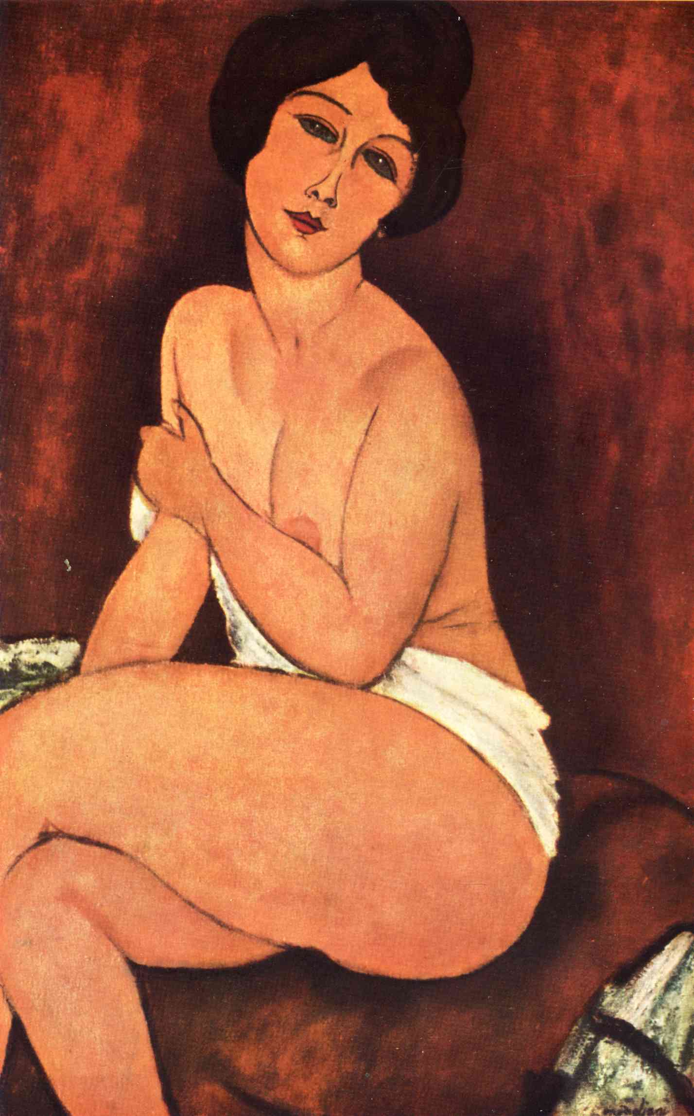 Amedeo Modigliani - Большая, сидящая обнаженная 1916