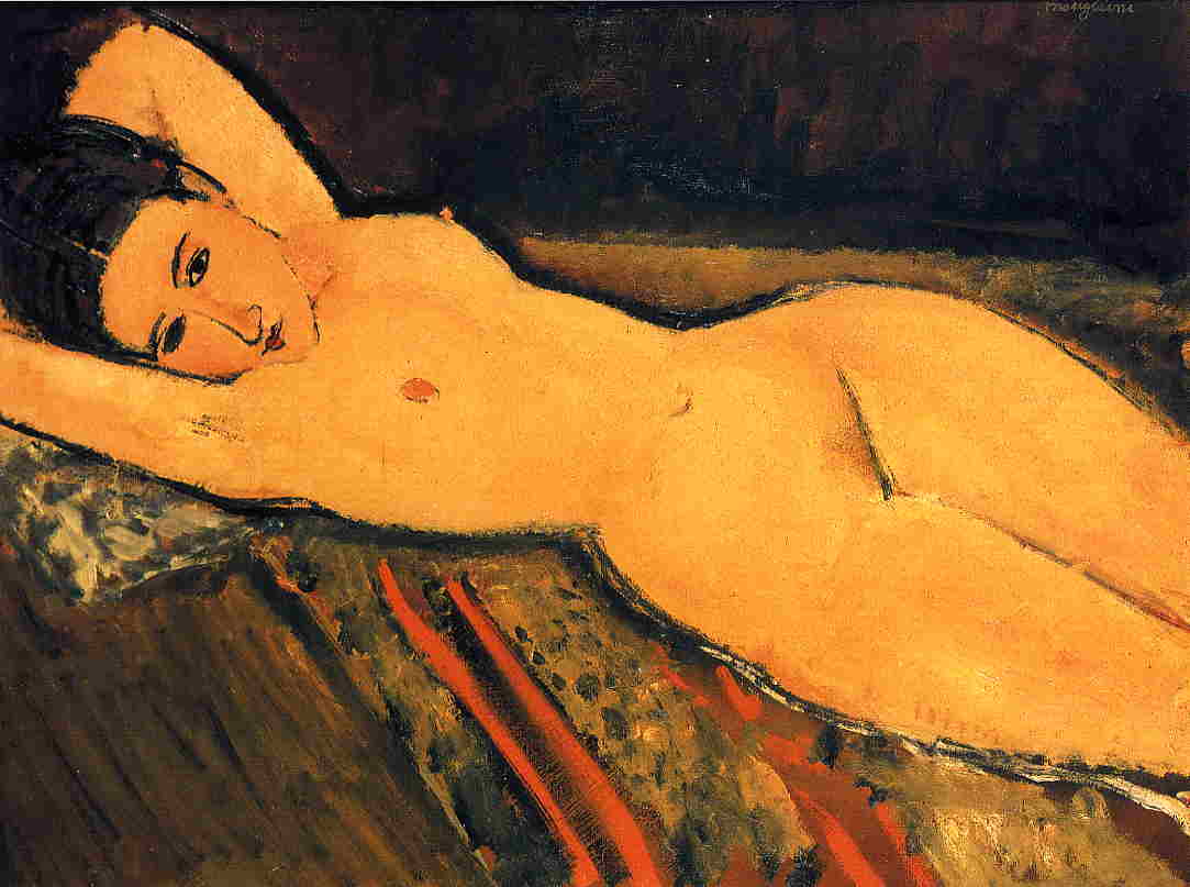 Amedeo Modigliani - Лежащая обнаженная с руками, сложенными под головой 1916